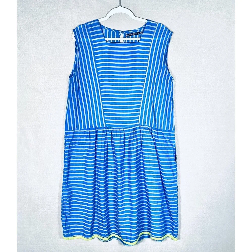 Gudrun Sjoden Dress Womens M Blue Cotton Pullover Midi Costal